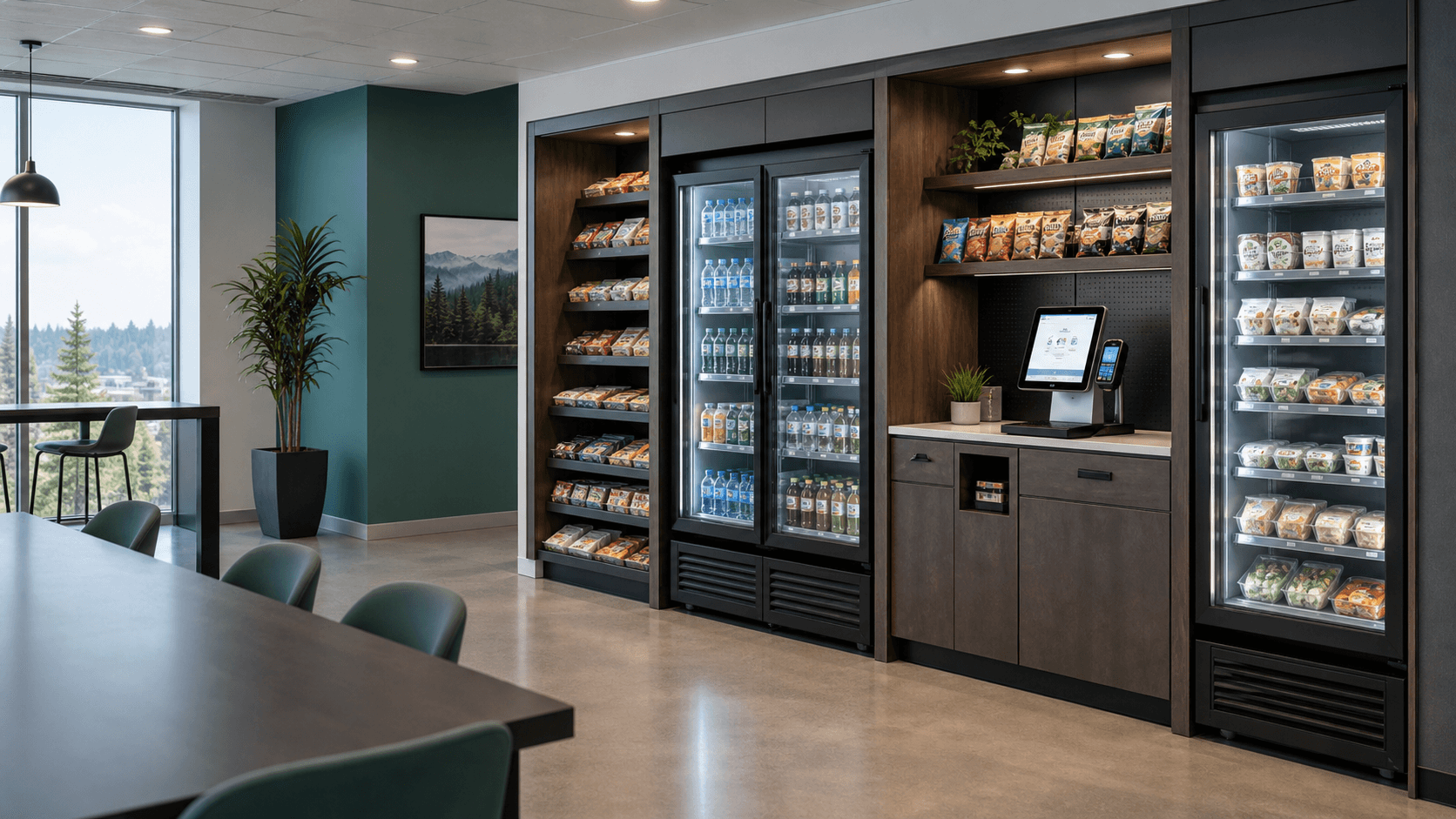 Corporate Breakroom with Vending Machines
